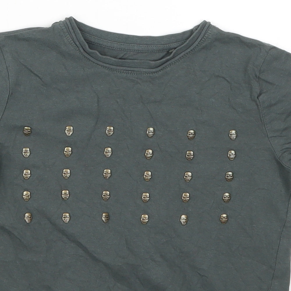 TU Boys Green   Basic T-Shirt Size 6 Years  - Skulls