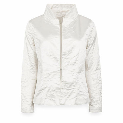Front view of In the Style women’s white jacket, size UK 6