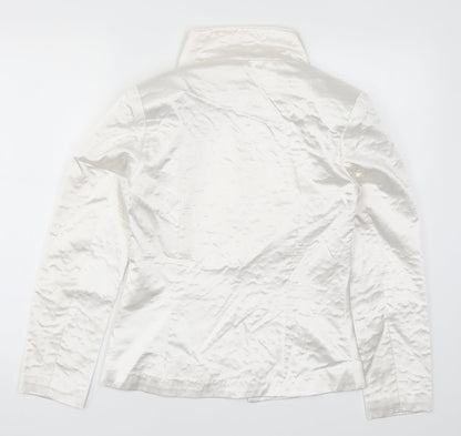 Back view of In the Style women’s white jacket, size UK 6