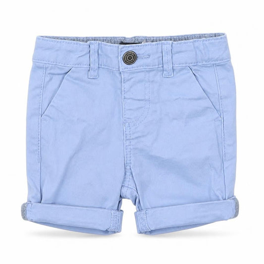 Front view of Denim Co boys’ blue cropped trousers, size 3-6, months