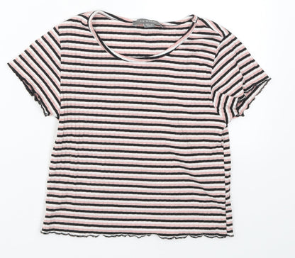 Preloved Primark Womens Pink Striped  Basic T-Shirt Size 8 - Front