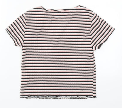 Preloved Primark Womens Pink Striped  Basic T-Shirt Size 8 - Back
