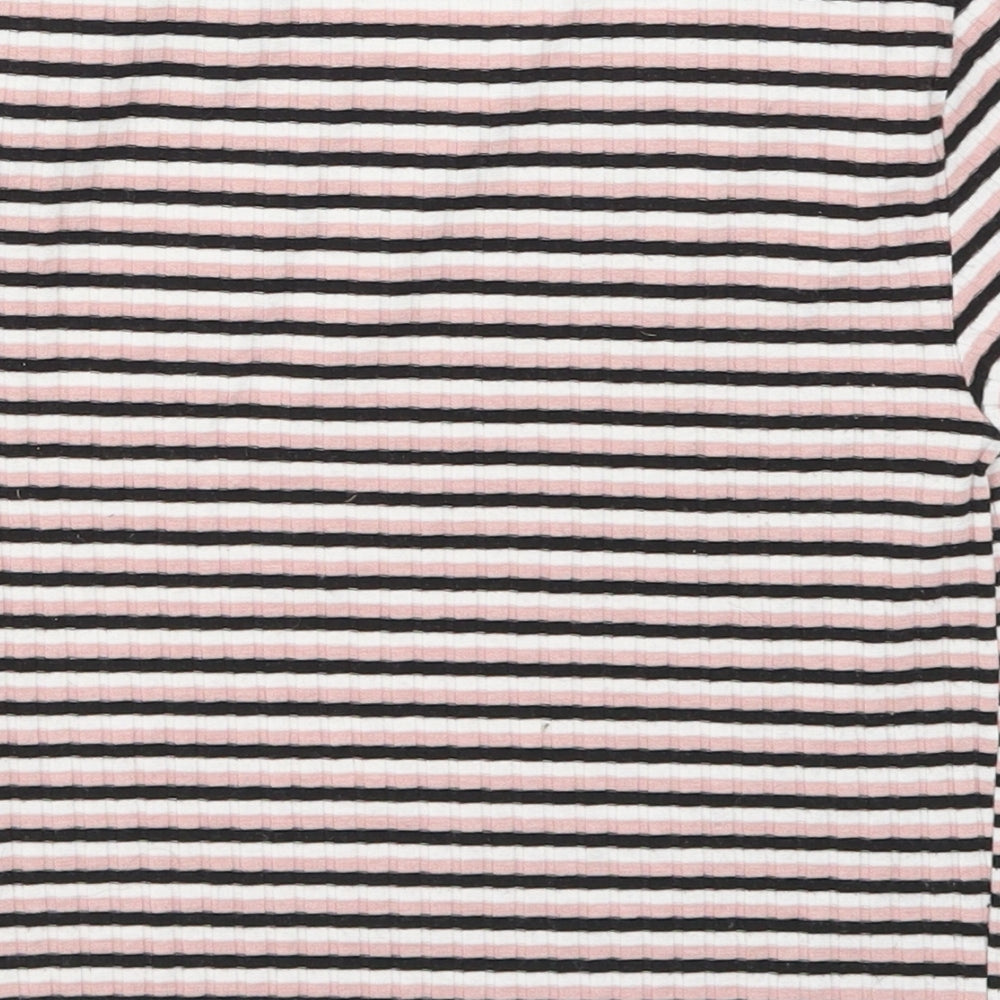 Primark Womens Pink Striped  Basic T-Shirt Size 8