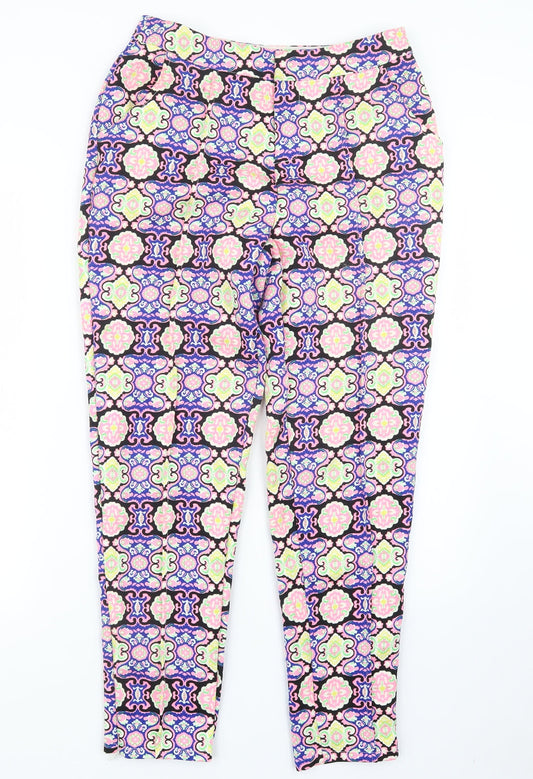 Missguided Womens Blue Geometric  Trousers  Size 10 L28 in