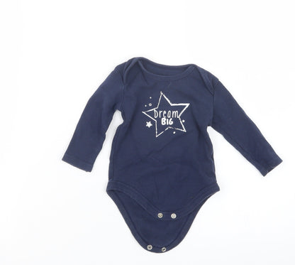 Additional front view of Matalan boys’ blue babygrow one-piece, size 3-6, months