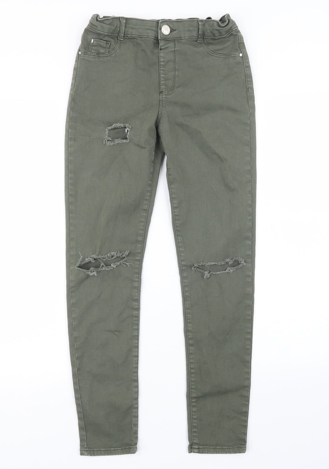 River Island Girls Green  Denim Straight Jeans Size 12 Years