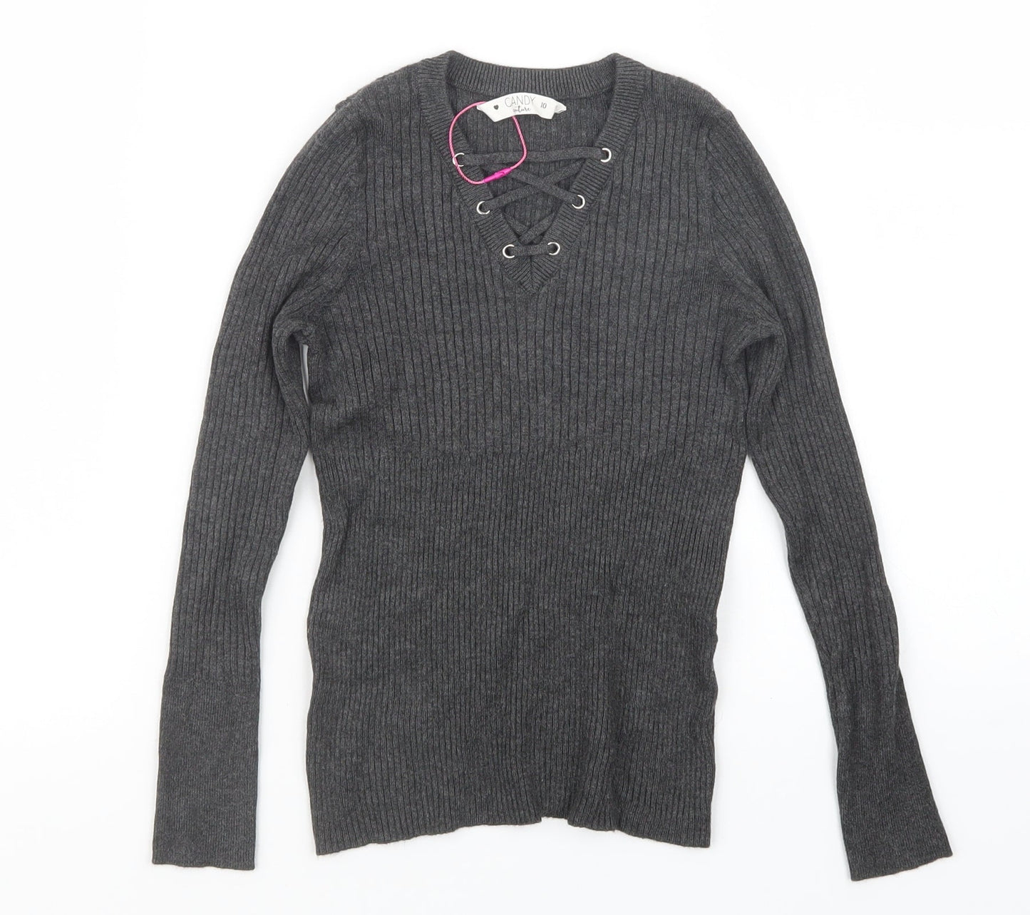 Candy Couture Girls Grey   Pullover Jumper Size 10 Years