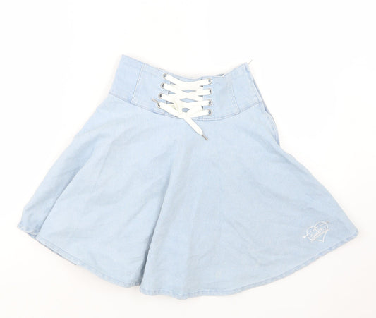 Pink Latte Womens Blue  Denim A-Line Skirt Size S