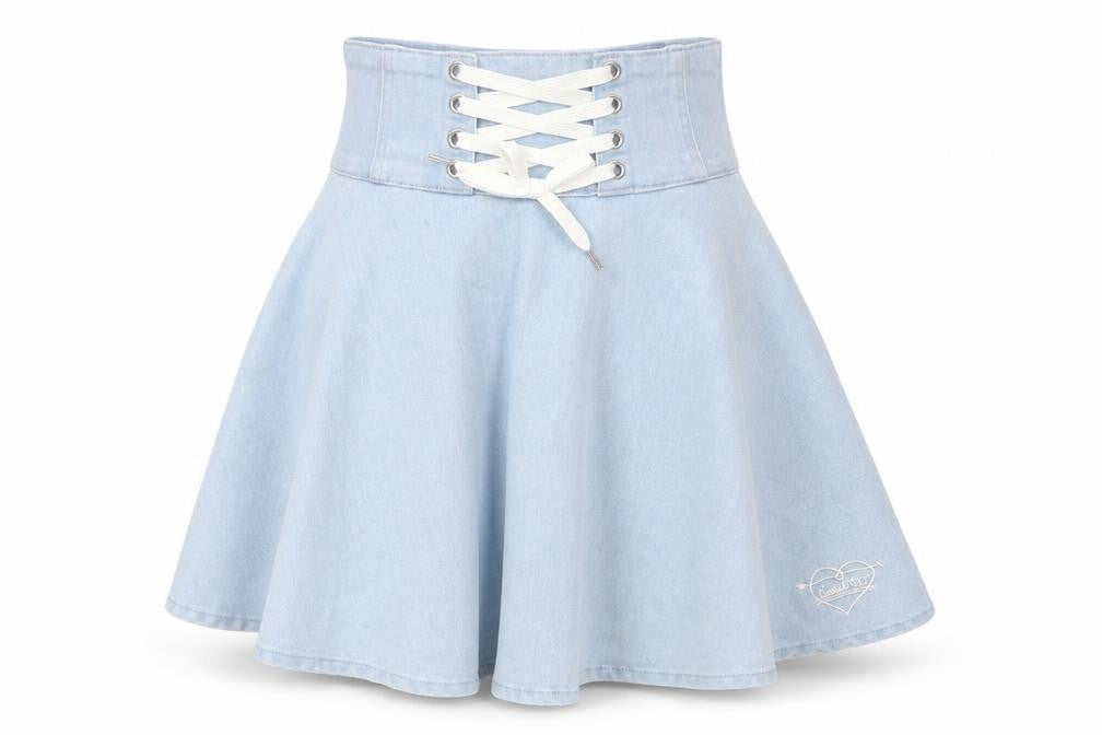 Pink Latte Womens Blue  Denim A-Line Skirt Size S