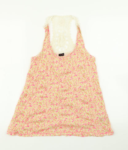 Additional front view of Miss Selfridge women’s orange floral basic tank, size UK 8