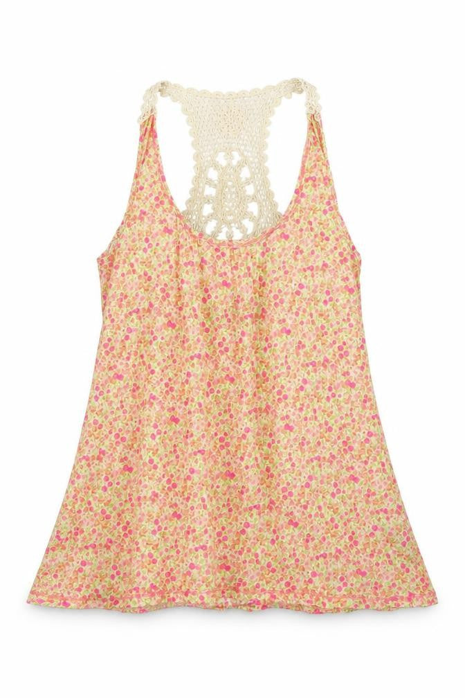 Miss Selfridge Womens Orange Floral  Basic Tank Size 8