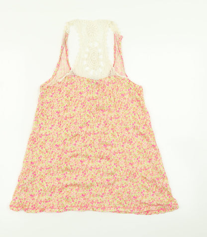 Back view of Miss Selfridge women’s orange floral basic tank, size UK 8
