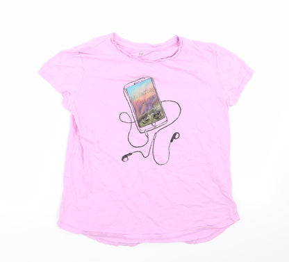 Additional front view of Gap girls’ pink basic t-shirt, size 2XL