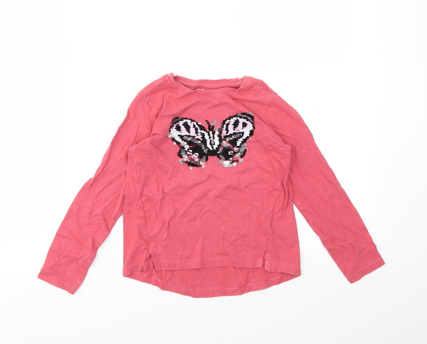 Vertbaudet Girls Pink Animal Print  Basic T-Shirt Size 6 Years