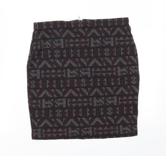New Look Womens Multicoloured Argyle/Diamond  A-Line Skirt Size 10  - stretch waistband