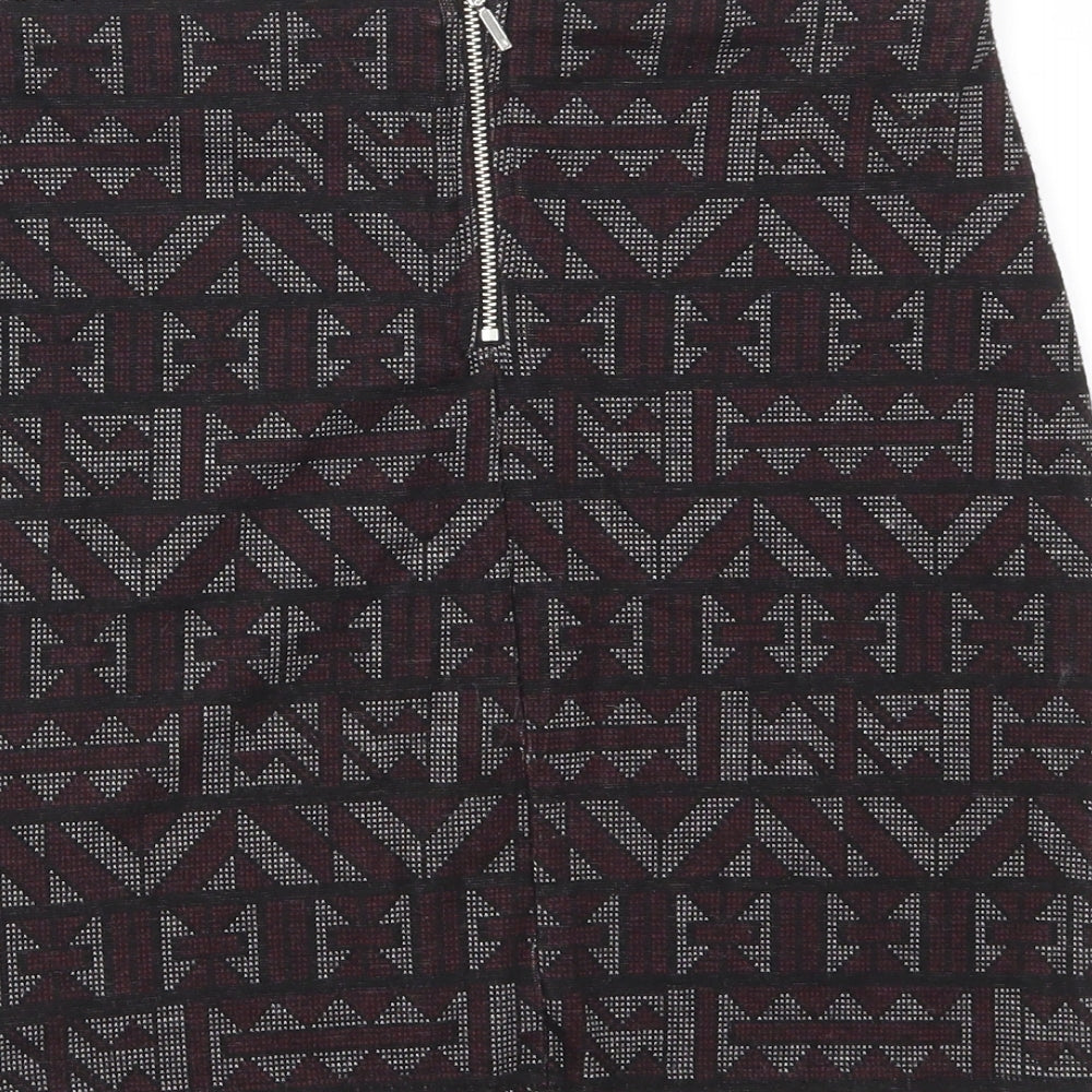 New Look Womens Multicoloured Argyle/Diamond  A-Line Skirt Size 10  - stretch waistband