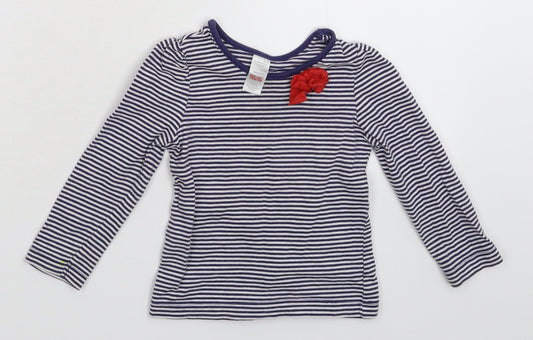 Mini Club Girls Blue Striped  Basic T-Shirt Size 12-18 Months