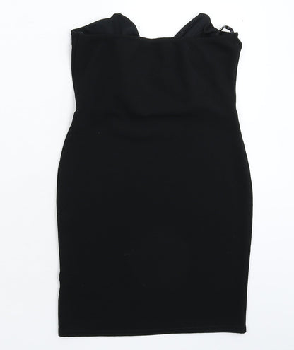 Back view of Missguided women’s black mini, size UK 10