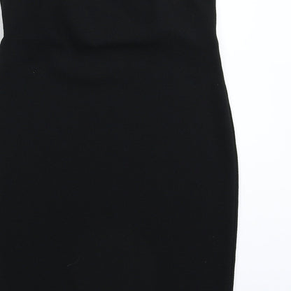 Brand and care label for Missguided women’s black mini, size UK 10