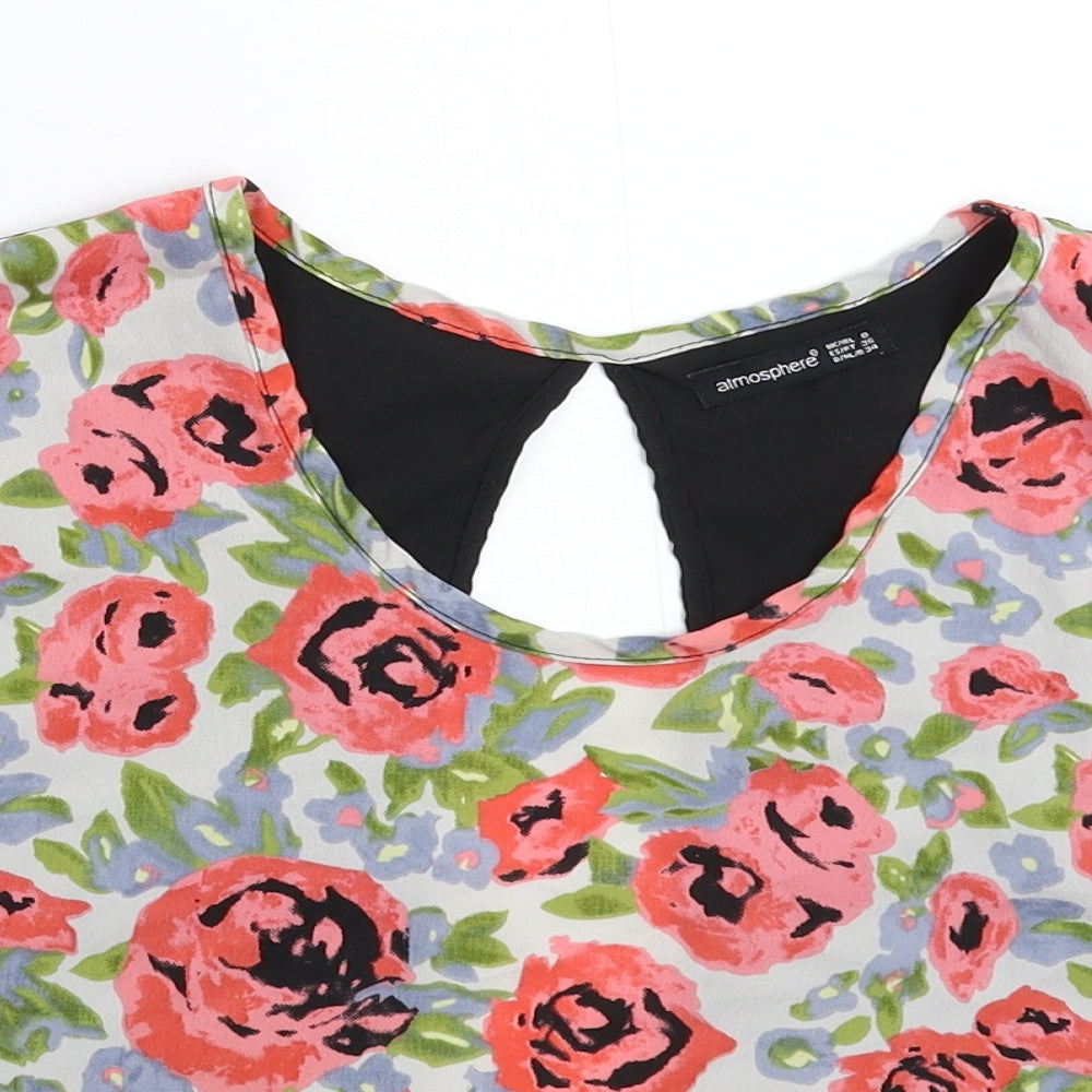 Atmosphere Womens Multicoloured Floral Satin Cropped T-Shirt Size 8