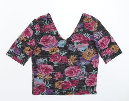 Additional front view of Atmosphere women’s multicoloured floral basic t-shirt, size UK 12