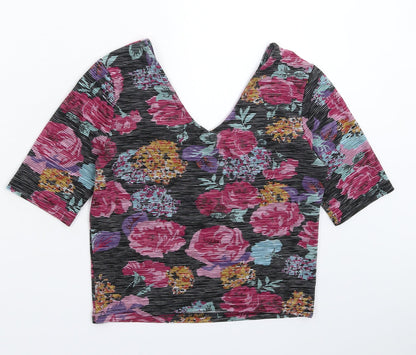 Back view of Atmosphere women’s multicoloured floral basic t-shirt, size UK 12