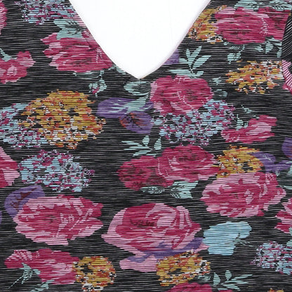 Brand and care label for Atmosphere women’s multicoloured floral basic t-shirt, size UK 12
