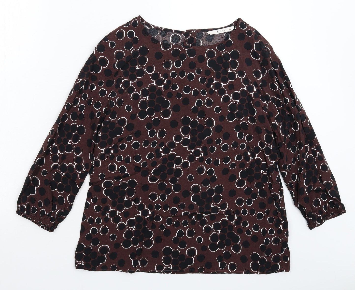 TU Womens Grey Polka Dot  Basic Blouse Size 10