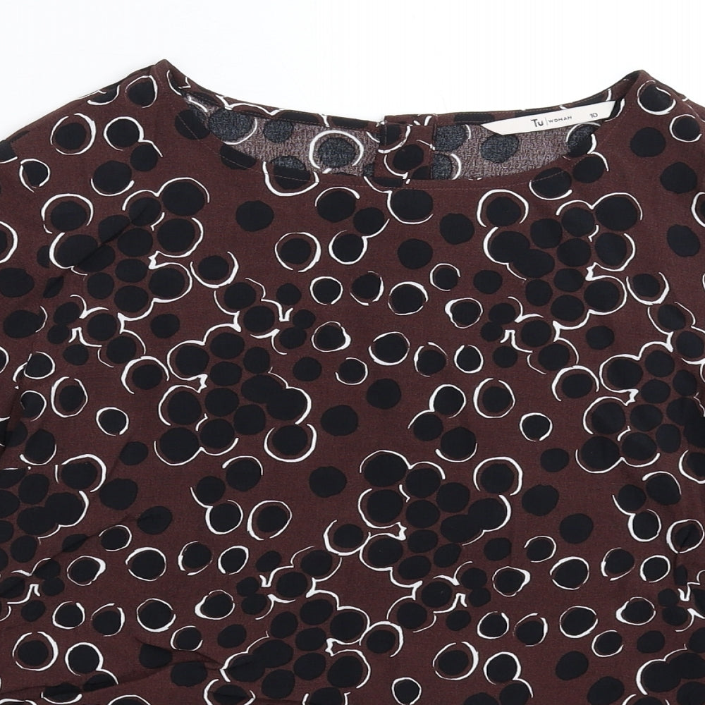 TU Womens Grey Polka Dot  Basic Blouse Size 10