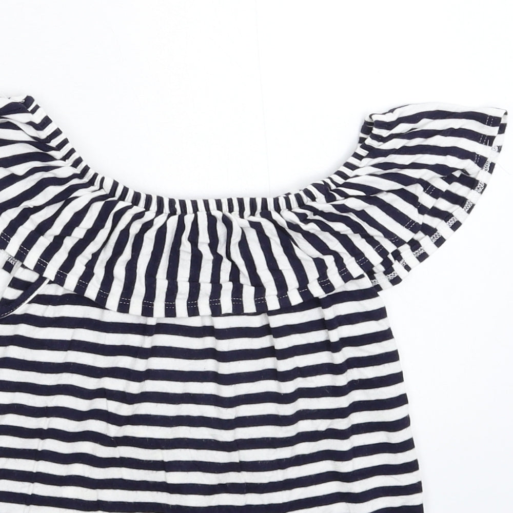Avenue Girls Blue Striped  Basic T-Shirt Size 7-8 Years