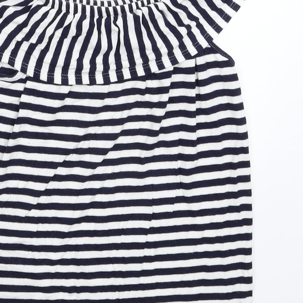 Avenue Girls Blue Striped  Basic T-Shirt Size 7-8 Years