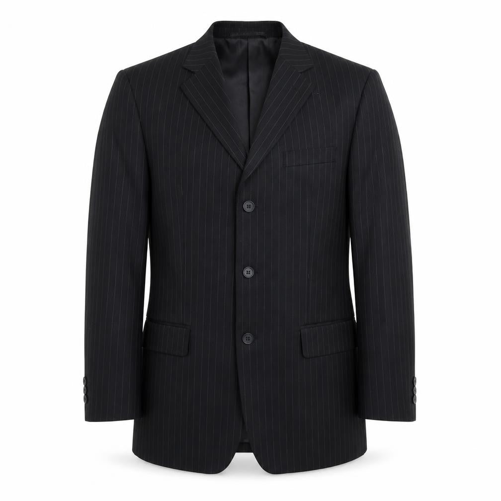 Henley & Knight Mens Black Striped  Jacket Suit Jacket Size 38