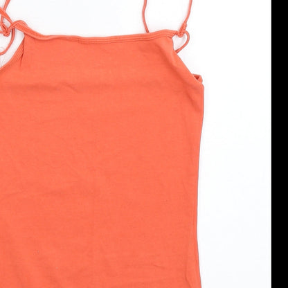 Close-up detail of Atmosphere women’s orange basic tank, size UK 6