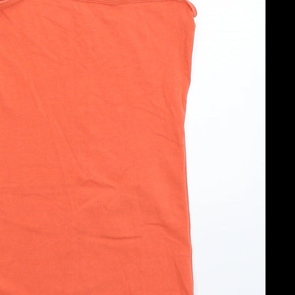 Brand and care label for Atmosphere women’s orange basic tank, size UK 6