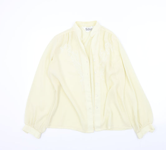 bellino Womens Beige Colourblock  Basic Button-Up Size 12