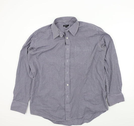Ceder wood state Mens Blue Geometric   Button-Up Size 17