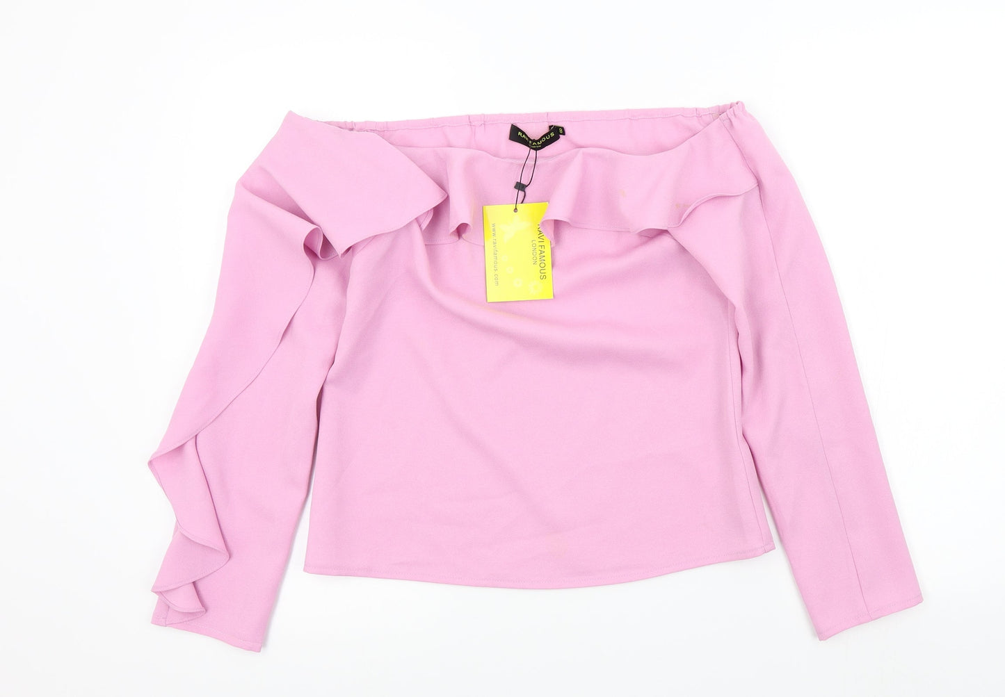 RAVI FAMOUSE Womens Pink Colourblock  Basic Blouse Size 8