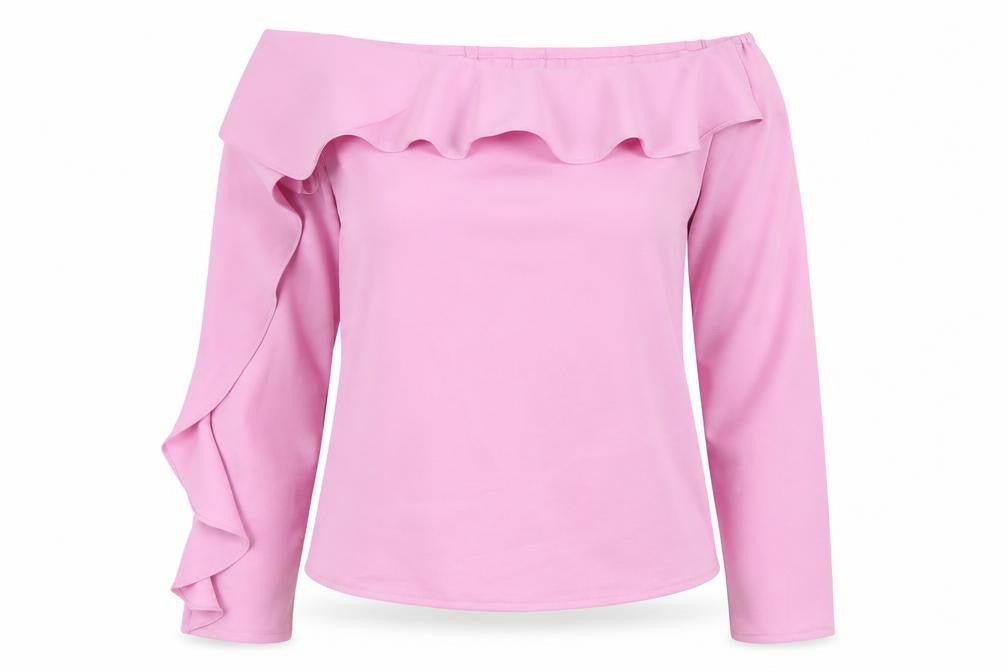 RAVI FAMOUSE Womens Pink Colourblock  Basic Blouse Size 8