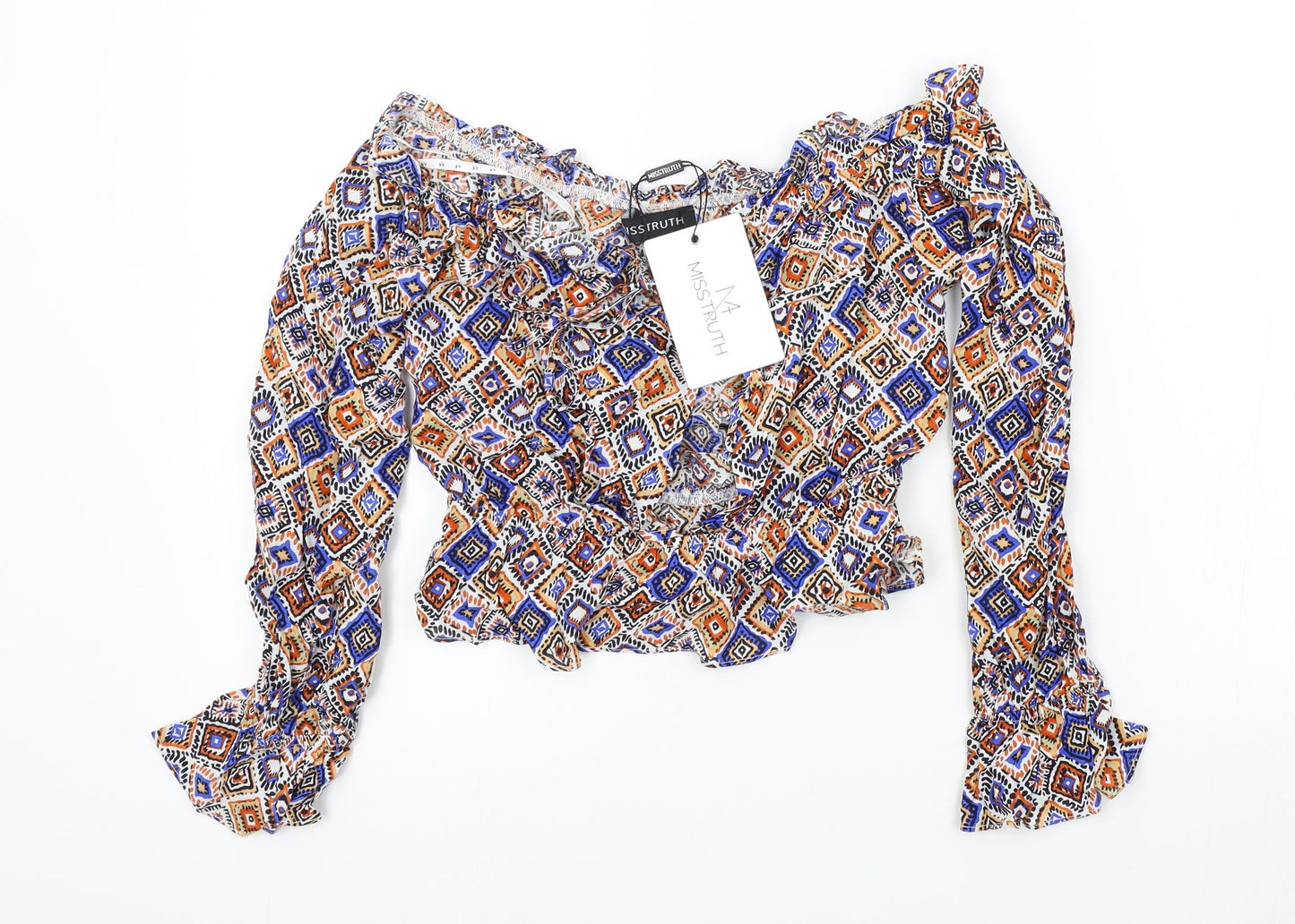 MISSTRUTH Womens Multicoloured Geometric  Basic Blouse Size 8