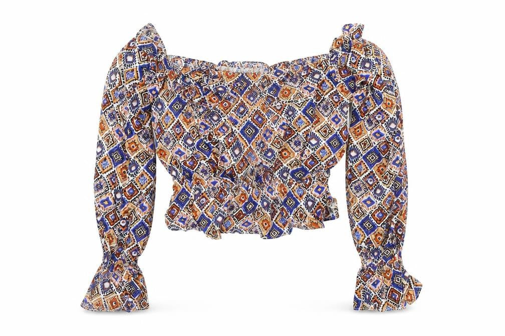 MISSTRUTH Womens Multicoloured Geometric  Basic Blouse Size 8