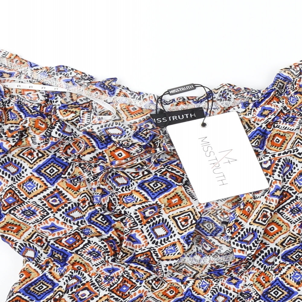 MISSTRUTH Womens Multicoloured Geometric  Basic Blouse Size 8