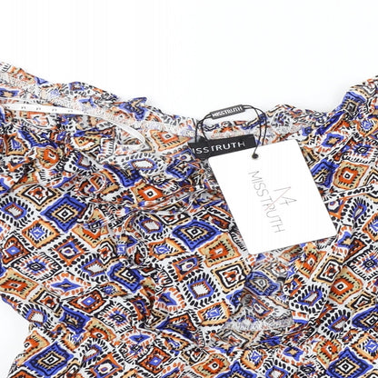MISSTRUTH Womens Multicoloured Geometric  Basic Blouse Size 8