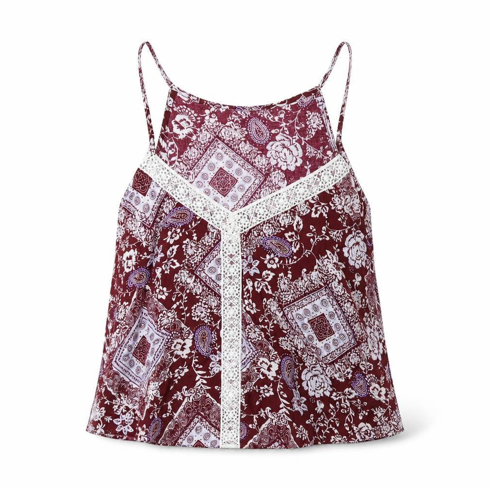 MISS TRUTH Womens Purple Geometric  Basic T-Shirt Size 8