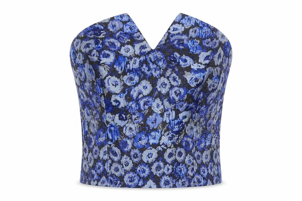 Misstruth Womens Blue Geometric  Basic T-Shirt Size 8
