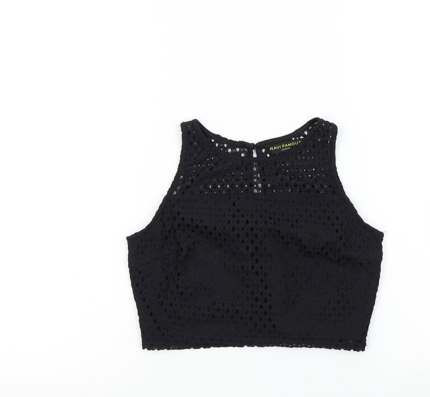 RAVI FAMOUS Womens Black Colourblock  Basic T-Shirt Size 8