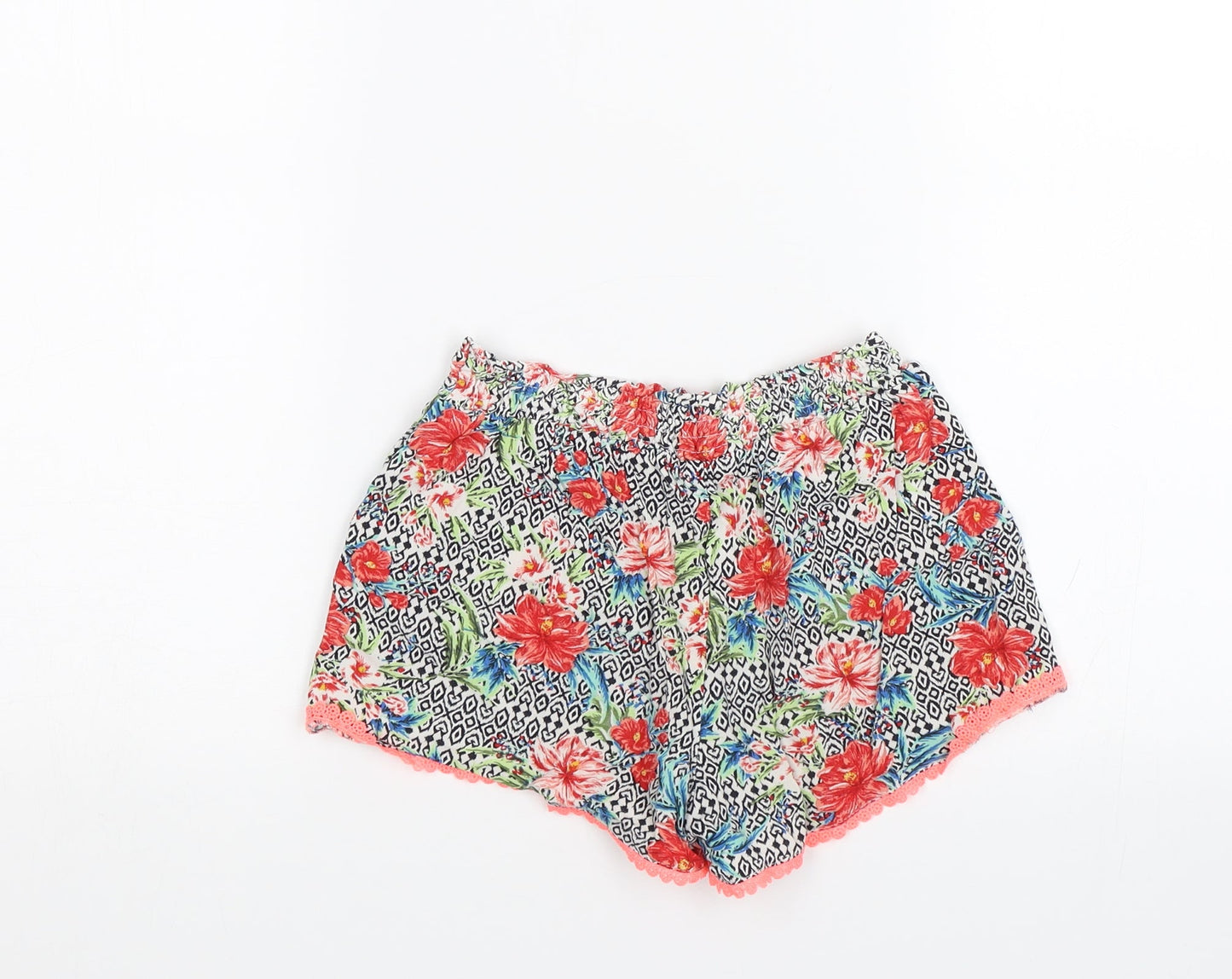 Primark Girls Multicoloured Floral  Sailor Shorts Size 8-9 Years