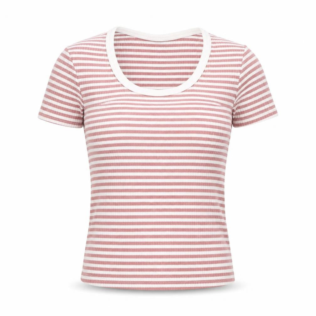 TALLY WEiJL Womens Pink Striped  Basic T-Shirt Size 2XS