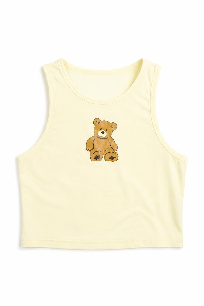 Shien Womens Yellow   Basic Tank Size S  - Bear