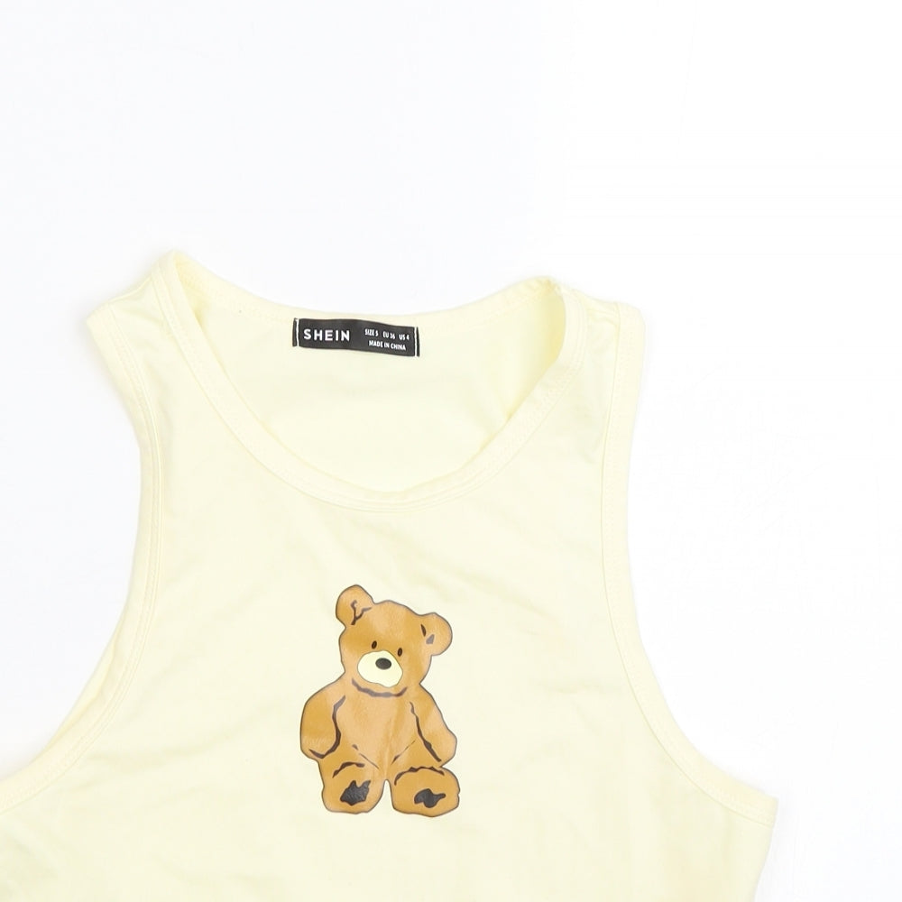 Shien Womens Yellow   Basic Tank Size S  - Bear