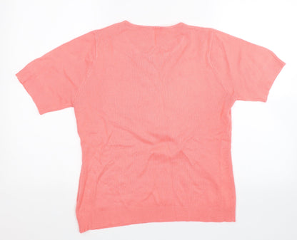 Back view of EA women’s pink argyle/diamond basic t-shirt, size M